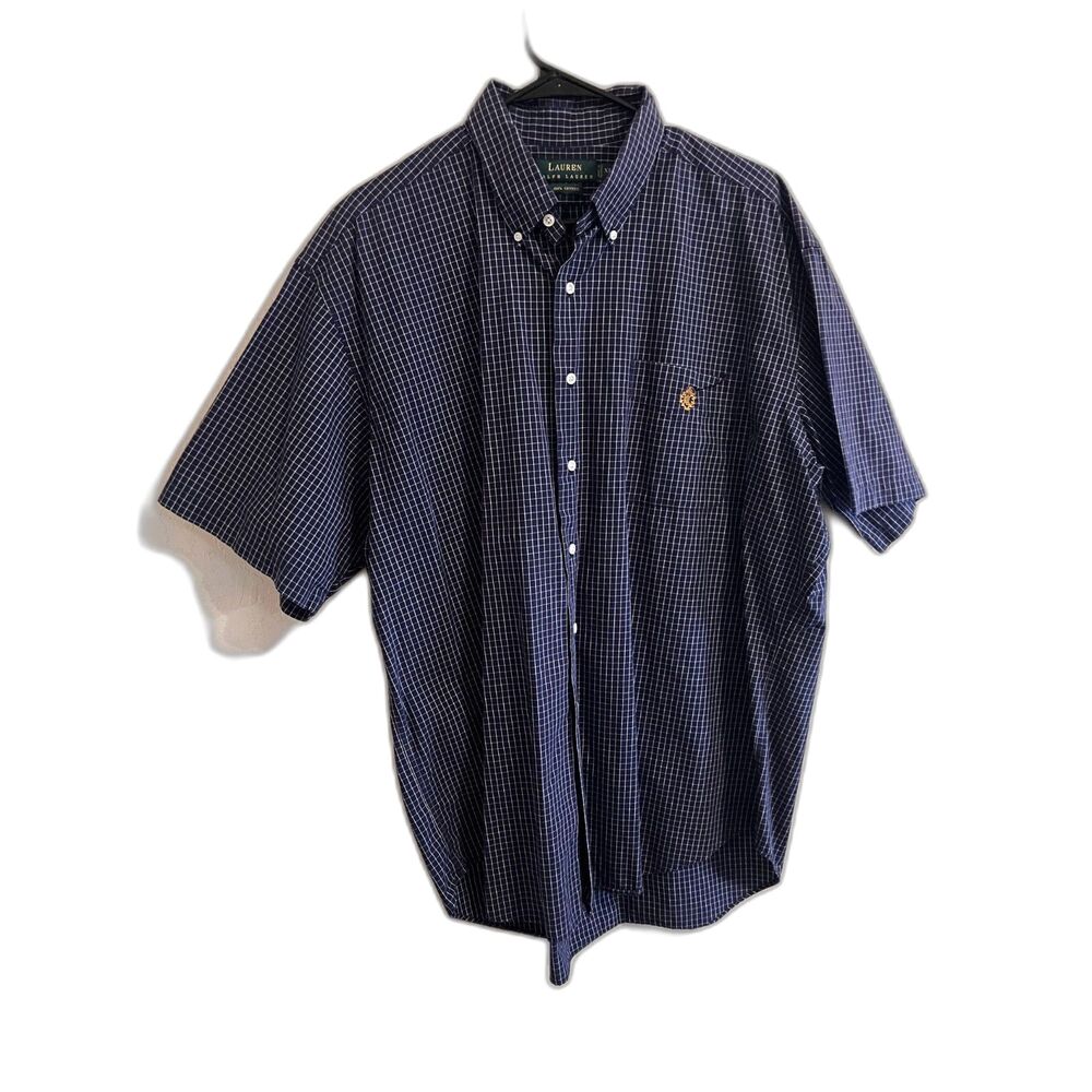 Men's Ralph Lauren Checkered Pattern Button Down Cotton Collared Shirt Size XL